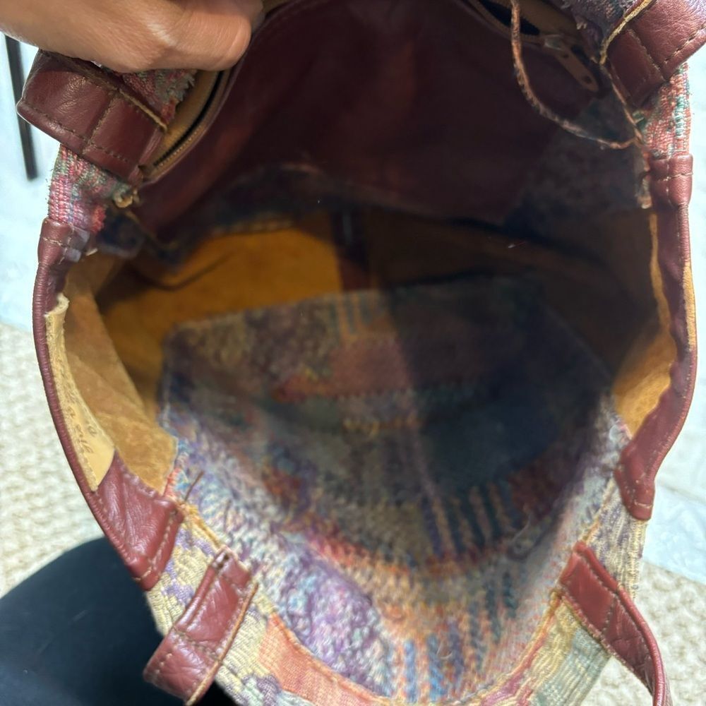 Vintage Deep Red Leather and‎ Patchwork Shoulder … - image 5